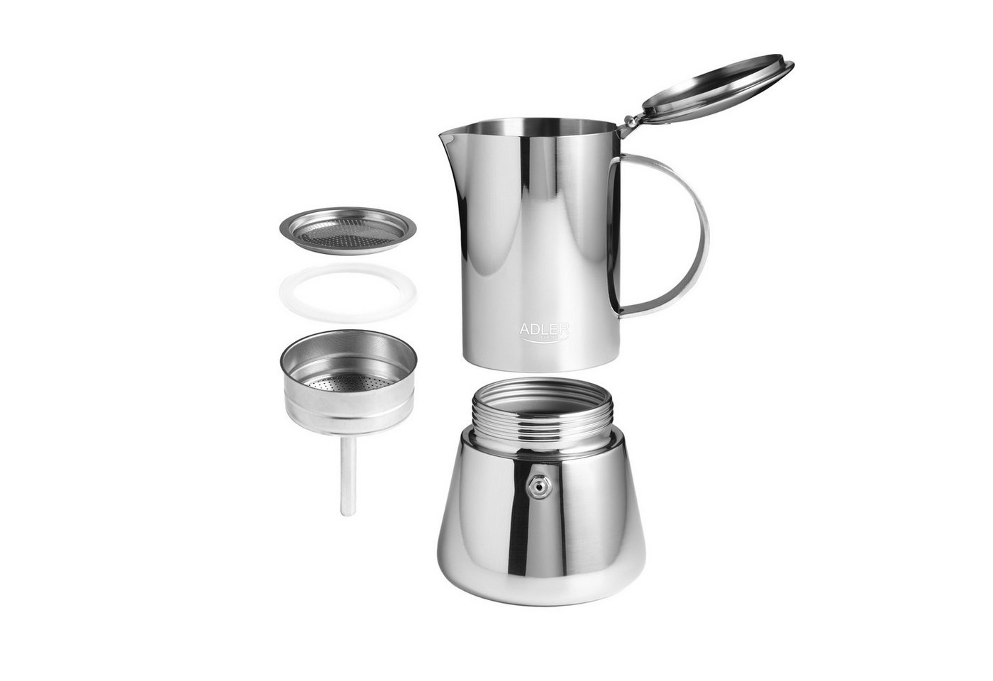 Adler Espressokocher, Espresso Kaffeemaschine, 350ml, Spülmaschinenfest, Edelstahl, silber Bild 2