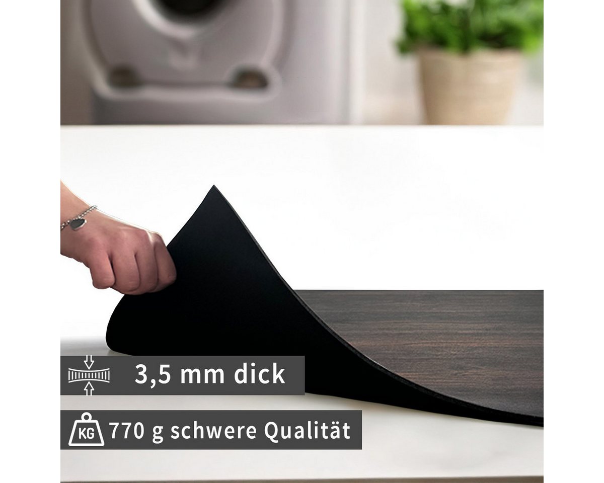 Tabletop Antirutschmatte Waschmaschinen-Auflage dunkle Holz-Optik rutschfest, waschbar, 1-St., Textil-Finish Gummi-Matte als Trockner Waschmaschinen-Unterlage