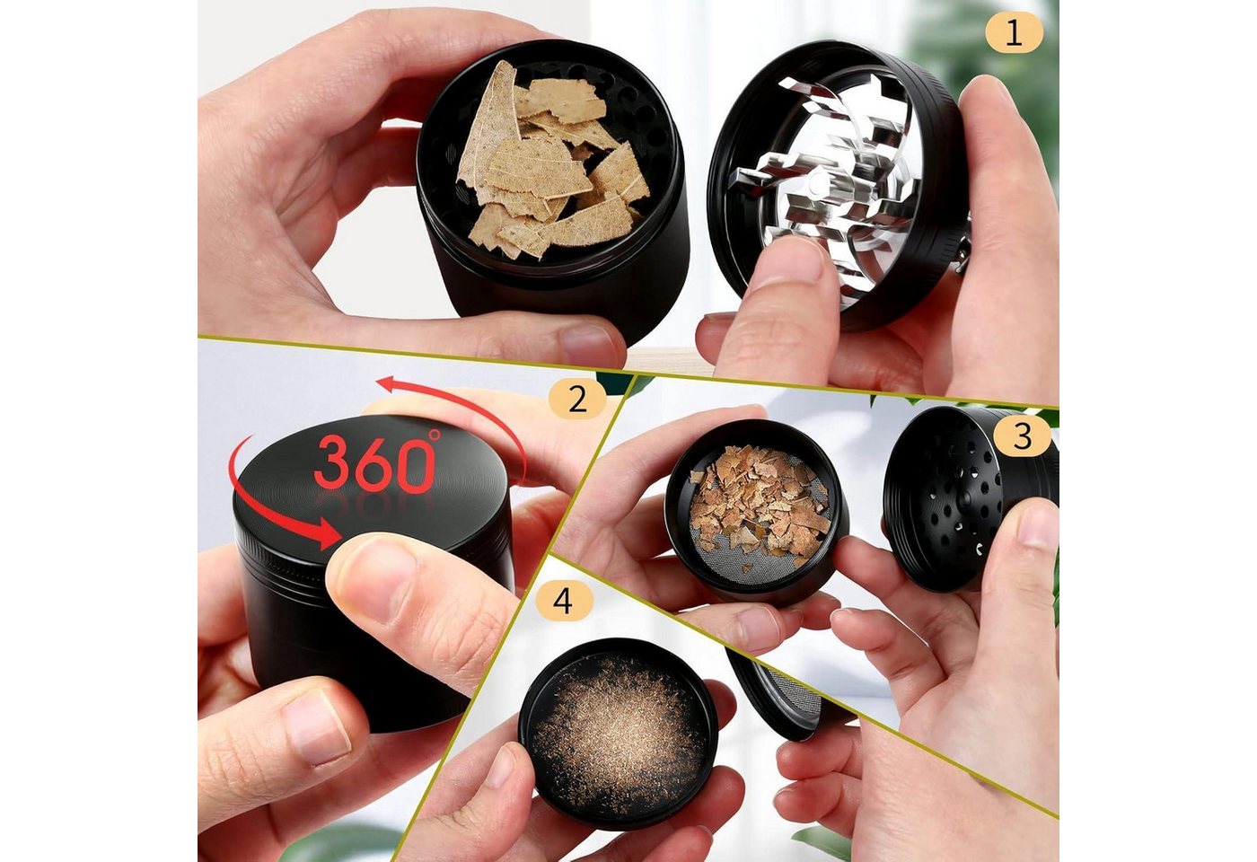 LuxusKollektion Kräutermühle Pollen Grinder 5CM Crusher Kräutermühle für getrocknete Kräuter