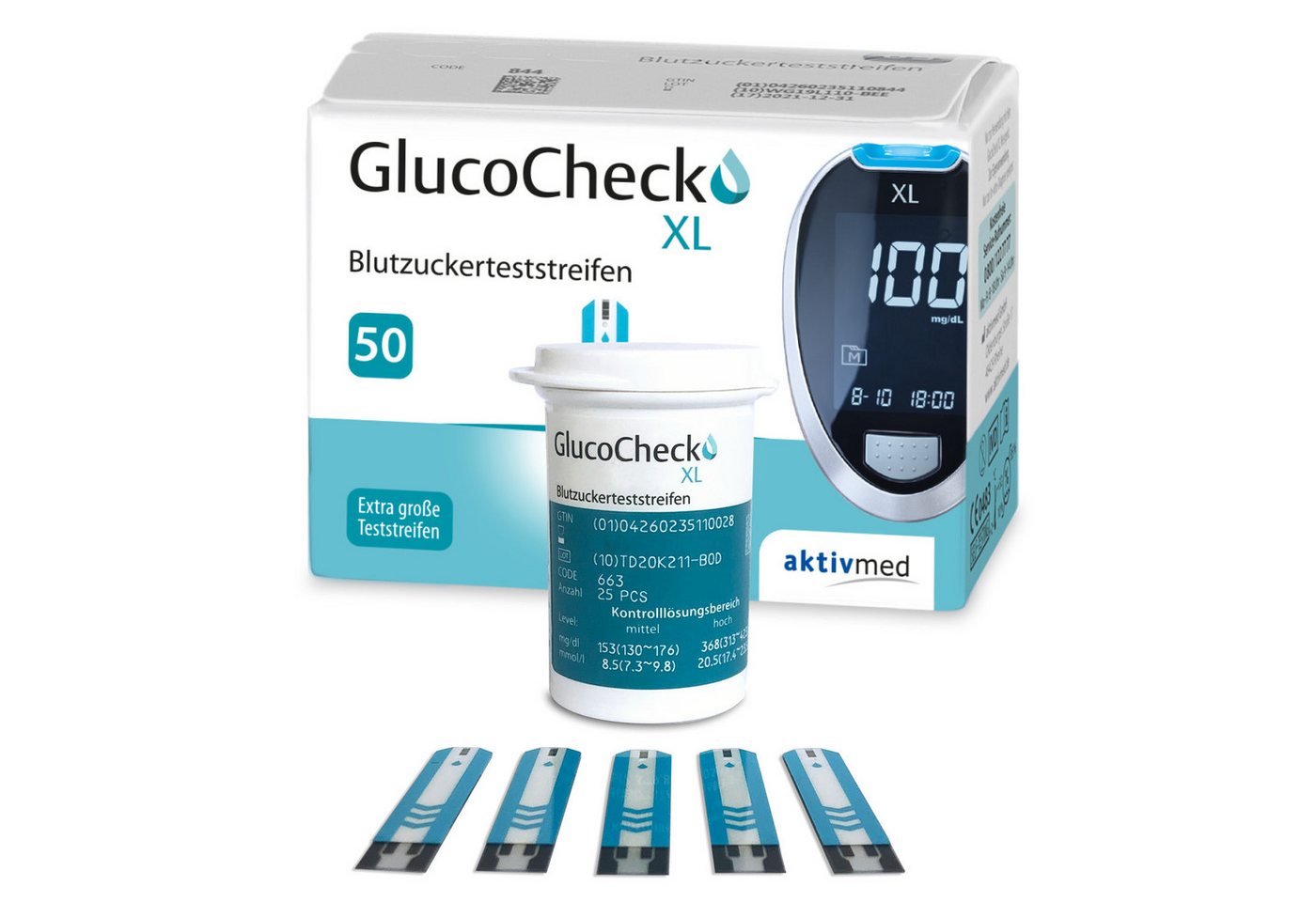 GlucoCheck Blutzucker-Teststreifen GlucoCheck XL Blutzuckerteststreifen, 50 Stück, 50-tlg. Bild 3