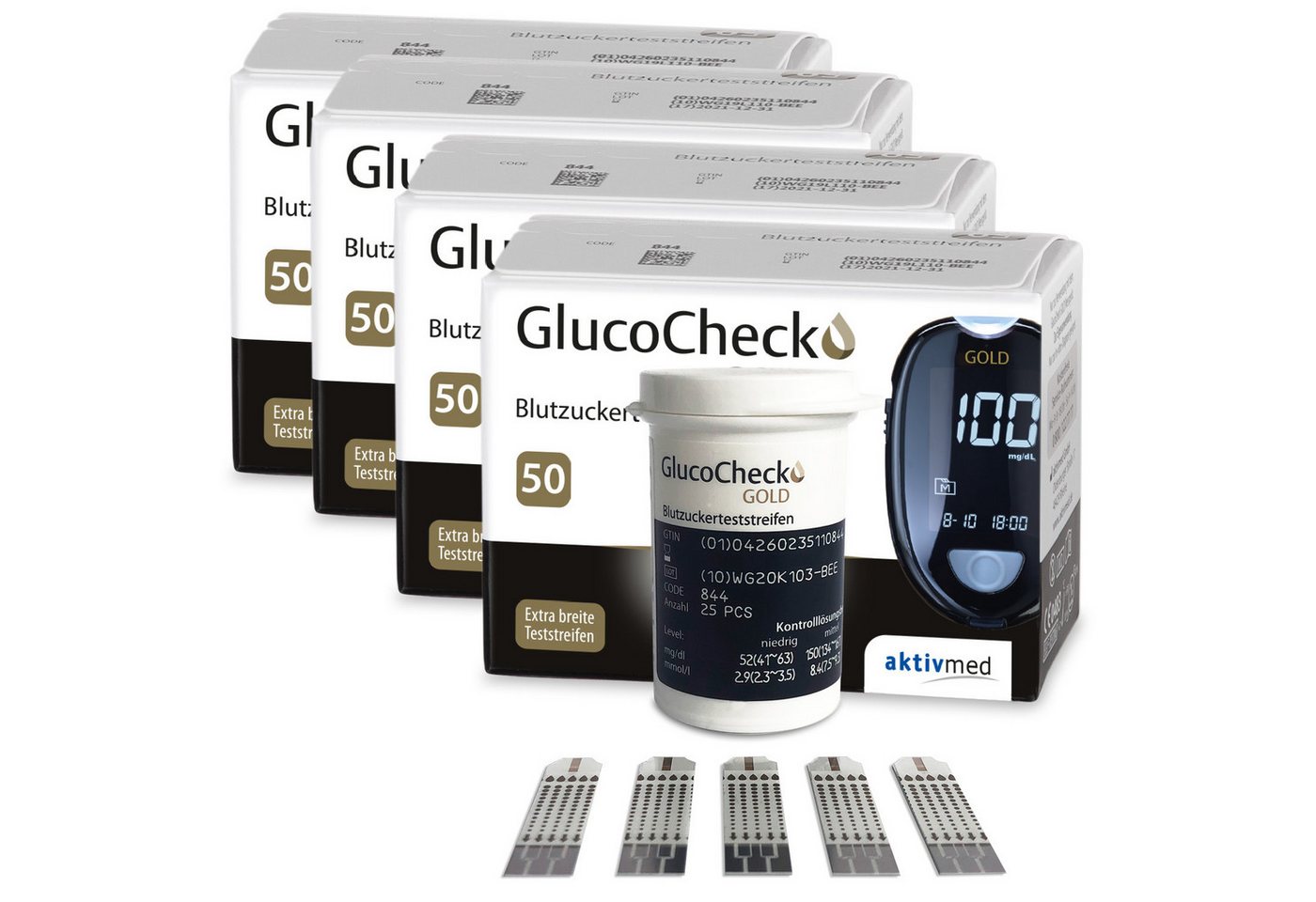 GlucoCheck Blutzucker-Teststreifen GlucoCheck GOLD Blutzuckerteststreifen, 200 Stück, 200-tlg. Bild 3