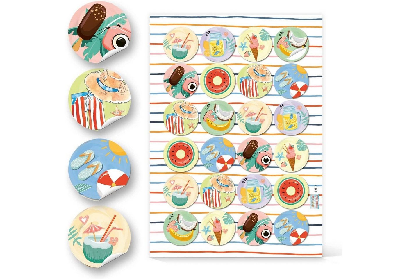Logbuch-Verlag Aufkleber Aufkleber SET 5 x 24 bunte Sticker - Urlaub Reise maritim sommerlich