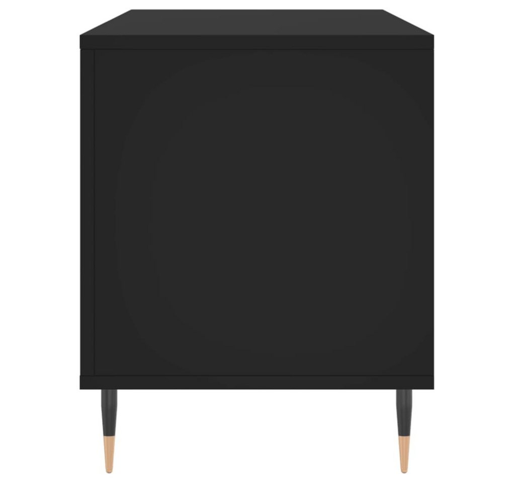 furnicato Media-Regal Schallplattenschrank 100x38x48 cm Schwarz aus Holzwerkstoff und Eisen, 1-tlg., LP-Regal mit Ablagefläche für Plattenspieler und stabilen Beinen Bild 2