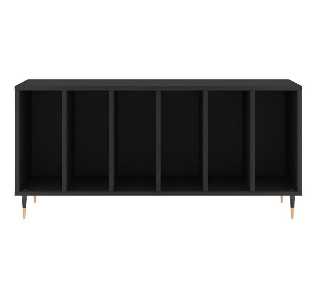 furnicato Media-Regal Schallplattenschrank 100x38x48 cm Schwarz aus Holzwerkstoff und Eisen, 1-tlg., LP-Regal mit Ablagefläche für Plattenspieler und stabilen Beinen Bild 4