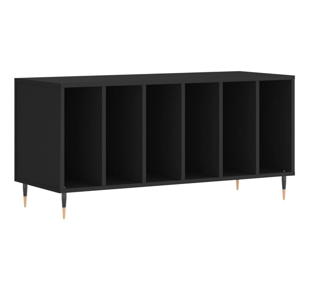 furnicato Media-Regal Schallplattenschrank 100x38x48 cm Schwarz aus Holzwerkstoff und Eisen, 1-tlg., LP-Regal mit Ablagefläche für Plattenspieler und stabilen Beinen Bild 5