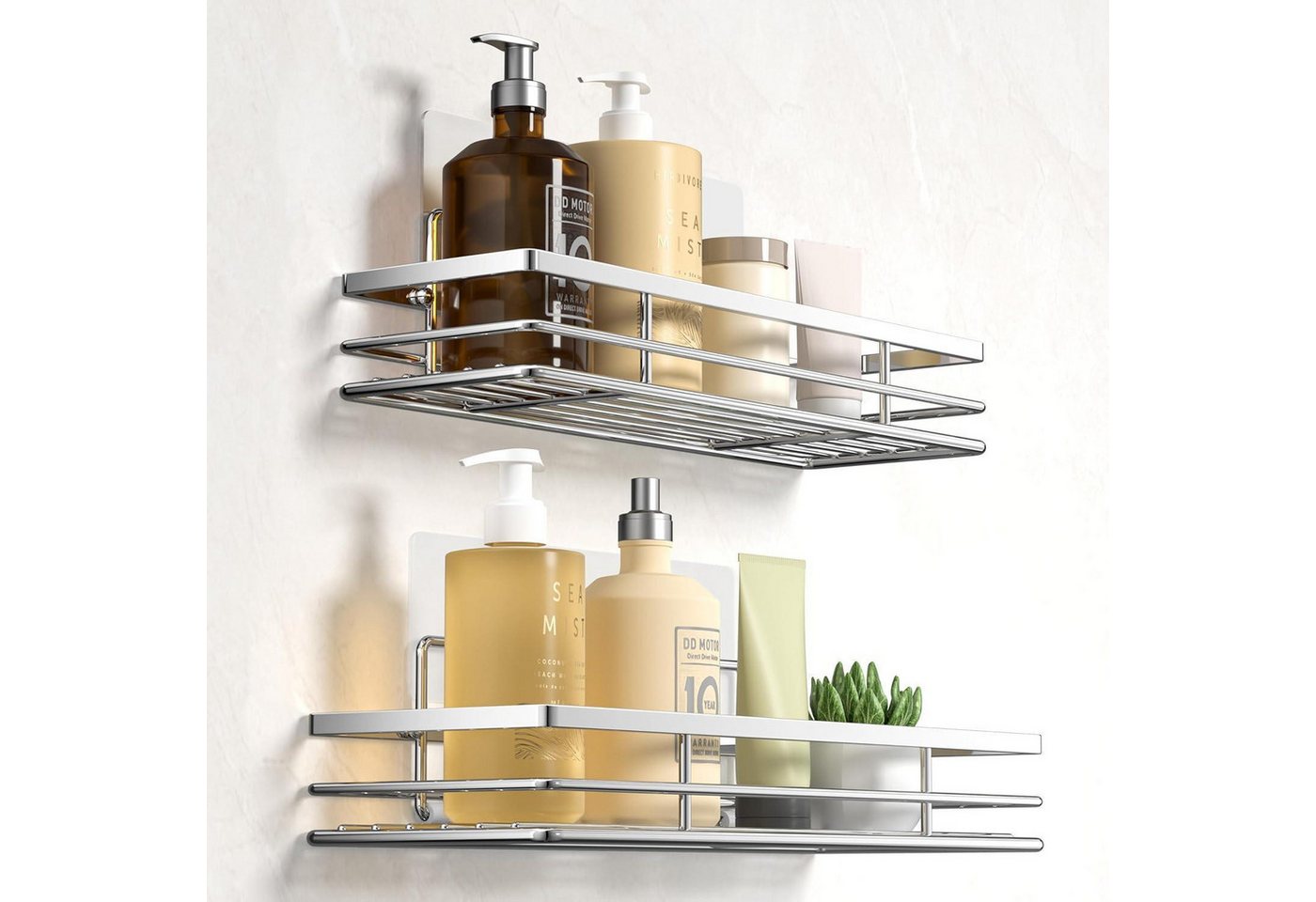 LuxusKollektion Duschablage Duschablage ohne Bohren 2 Duschregal Klebeflächen Silber Bild 2