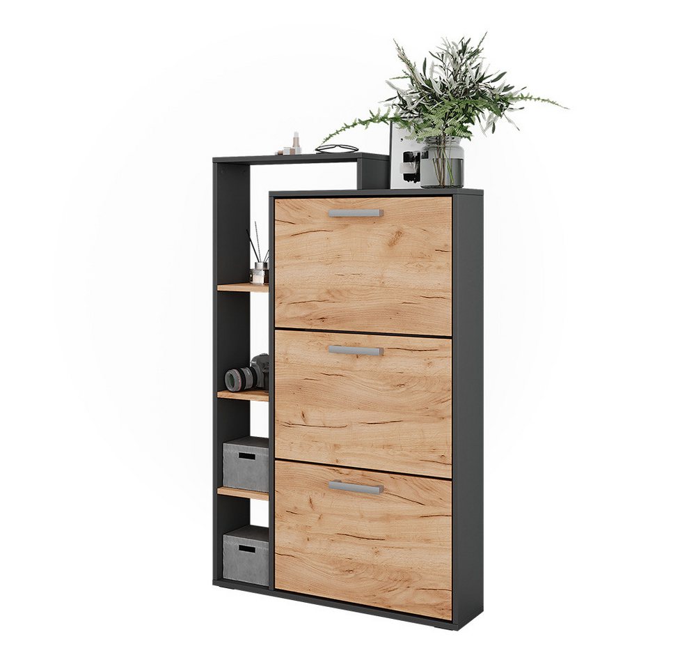 Vicco Schuhkipper Orlando, Goldkraft Eiche/Anthrazit, 80 x 128.3 cm mit 3 Klappfächern (1 St) Bild 2