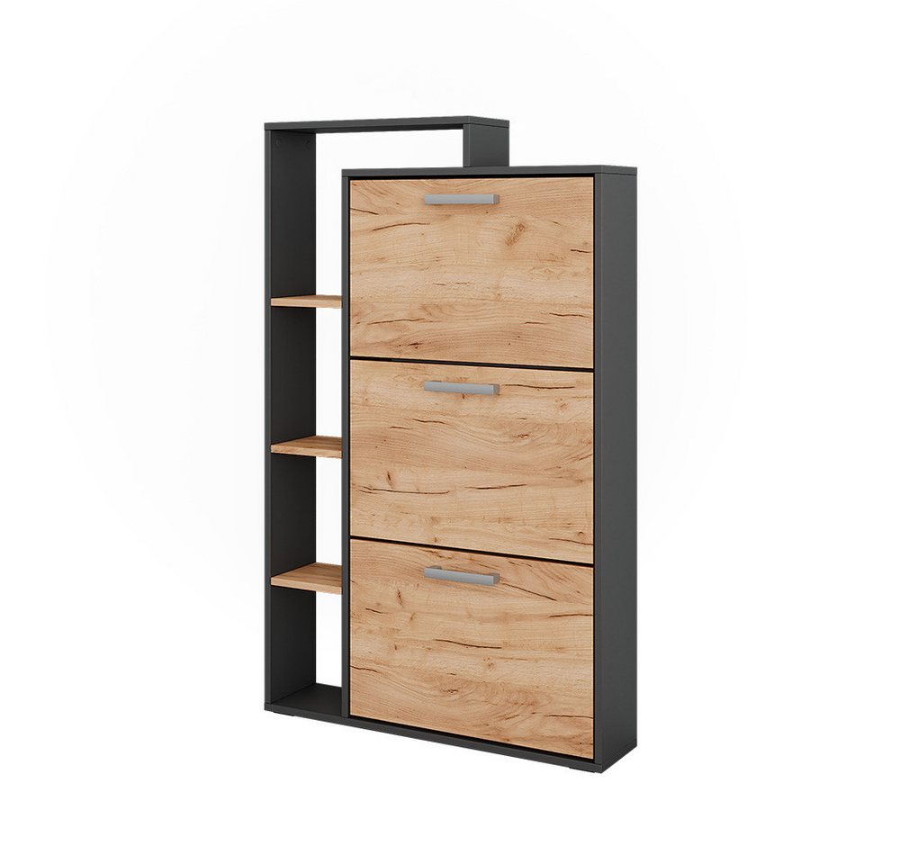 Vicco Schuhkipper Orlando, Goldkraft Eiche/Anthrazit, 80 x 128.3 cm mit 3 Klappfächern (1 St) Bild 4