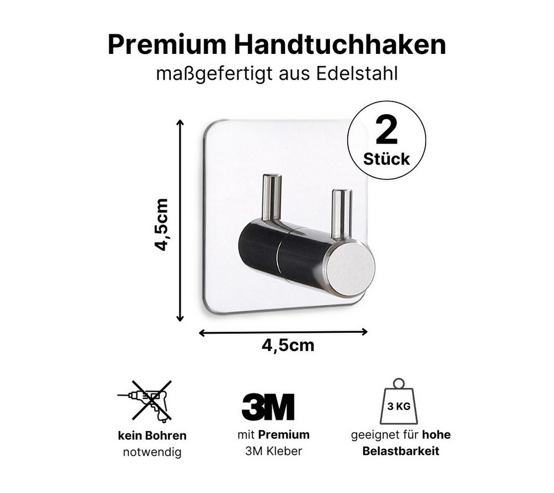 LIVINA HOME Handtuchhaken Handtuchhaken Haken selbstklebend, Handtuchhalter ohne Bohren, Badezimmer, Bad, Küche Bild 2
