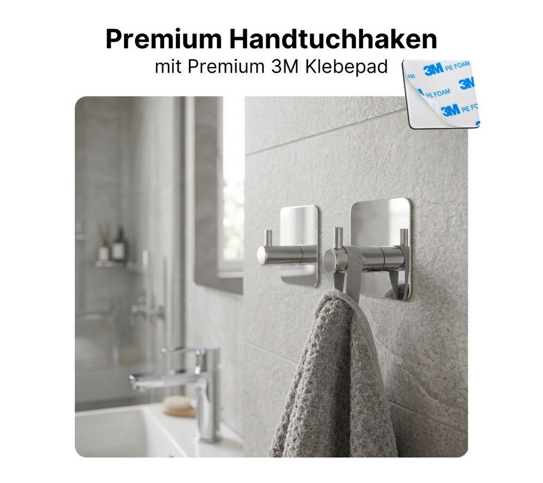 LIVINA HOME Handtuchhaken Handtuchhaken Haken selbstklebend, Handtuchhalter ohne Bohren, Badezimmer, Bad, Küche Bild 5