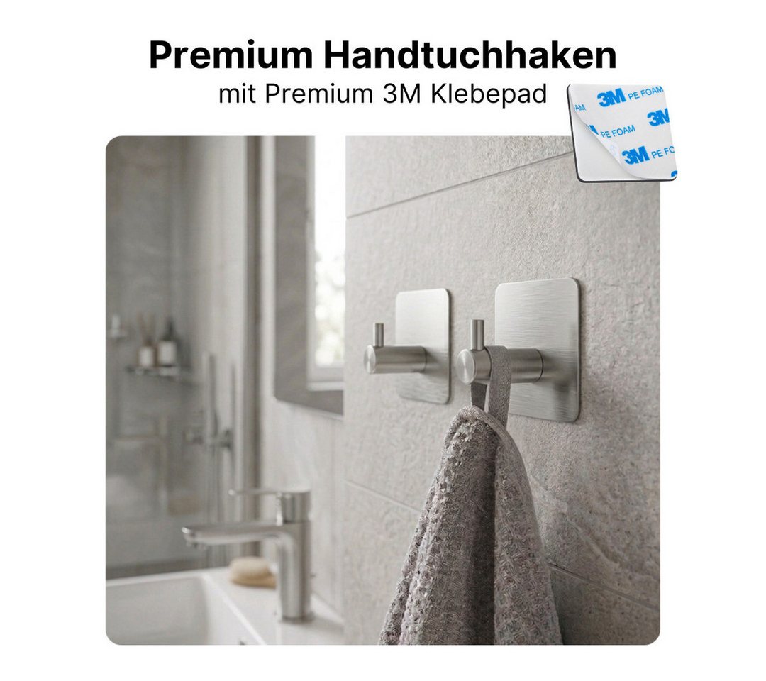 LIVINA HOME Handtuchhaken Handtuchhaken Haken selbstklebend, Duschablage ohne Bohren, Badezimmer, Bad, Küche Bild 5
