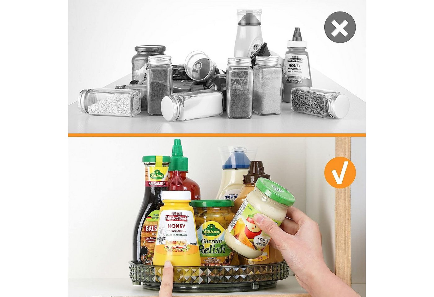 TUWENA Gewürzregal Gewürzregal Drehplatte, Drehbares Organizer für Gewürze, Backzutaten, 1-tlg., Kühlschrank, Küche Bild 4