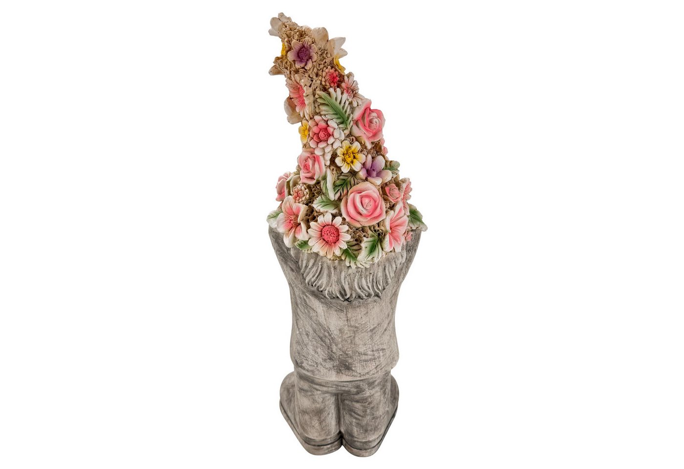 Online-Fuchs Gartenfigur für draußen - Gartenzwerg, Wichtel mit Blumenmütze - 39 cm groß, aus langlebigem Kunstharz gefertigt, wetterfest - Gartendeko Bild 4