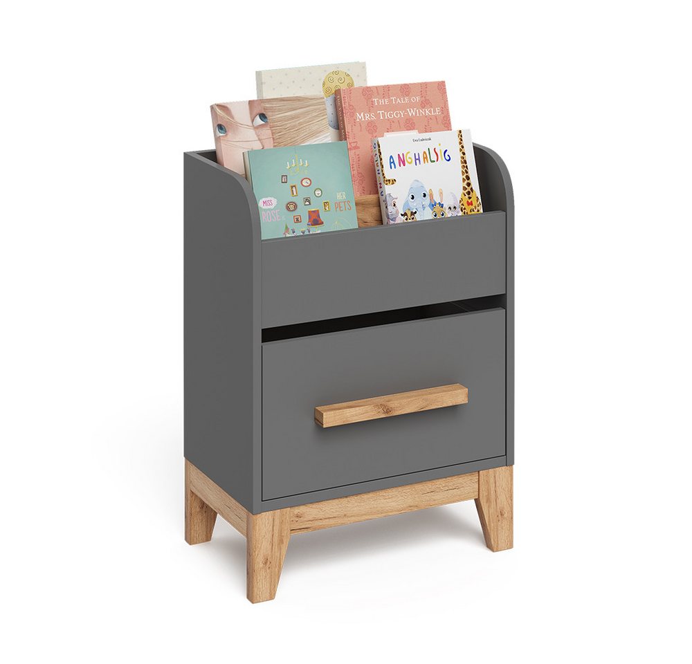 VitaliSpa® Bücherregal Malia, Grau/Artisan, 55 x 70 cm mit Schublade Bild 3