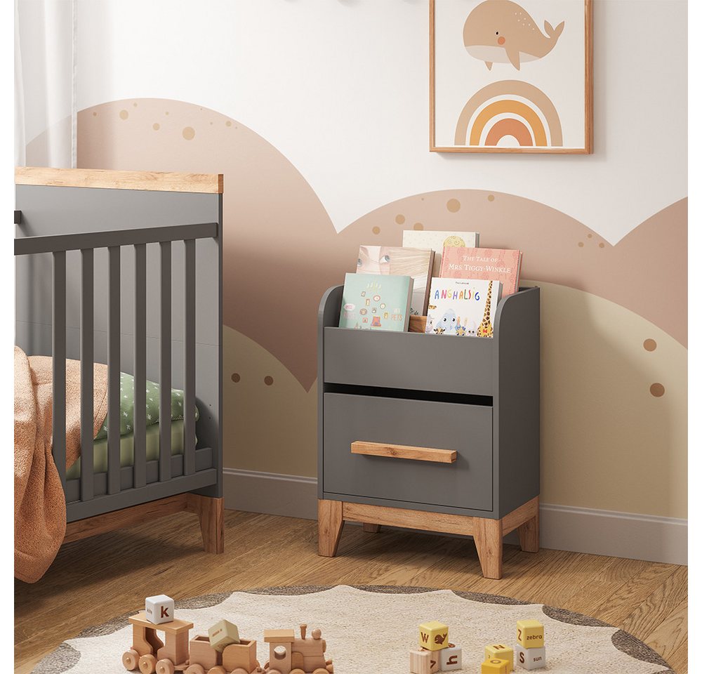 VitaliSpa® Bücherregal Malia, Grau/Artisan, 55 x 70 cm mit Schublade Bild 5
