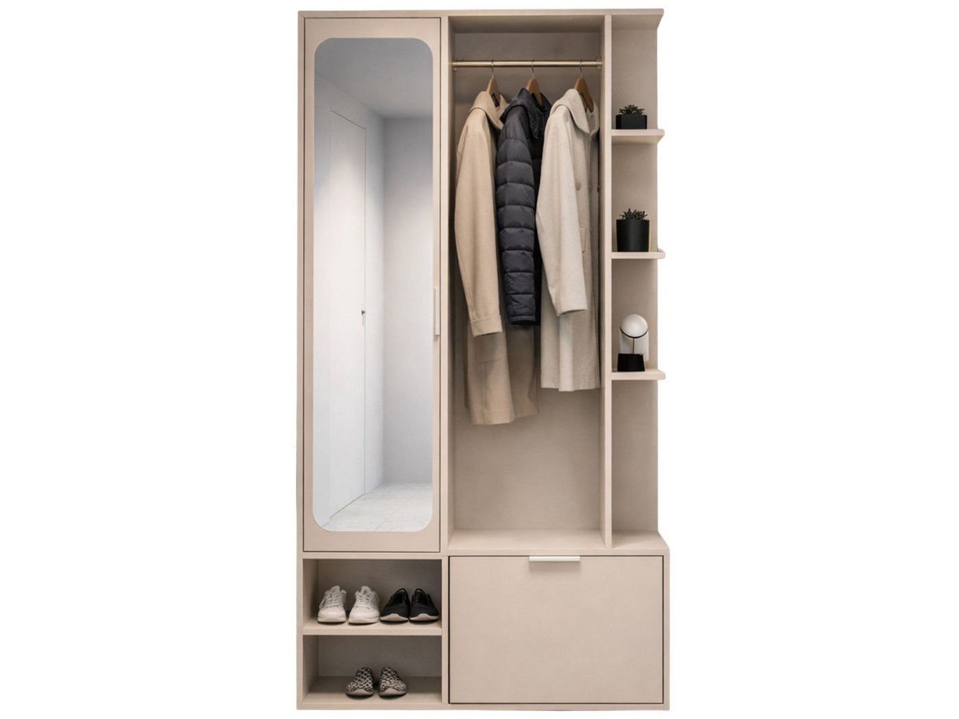 Compleo Garderobenschrank mit Spiegel und mit Kleiderstange ALIS, Verschiedene Farben Bild 3
