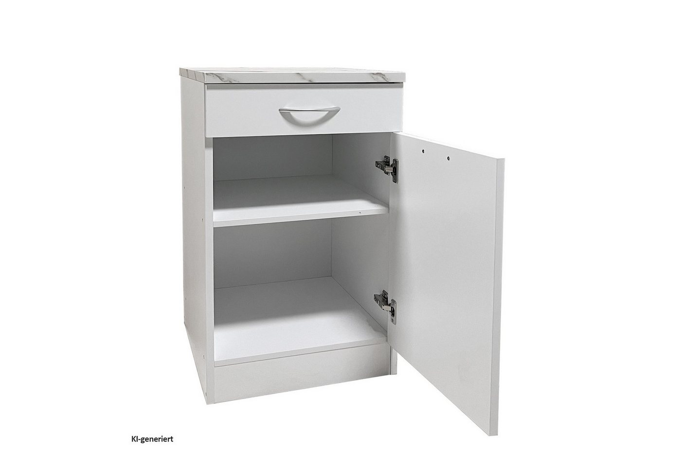HTI-Living Unterschrank Küchenunterschrank Jenna Weiß 50 cm (1 Stück, 1-St., 1 Küchenunterschrank) Modular erweiterbar, modernes Design, Arbeitsplatte Marmoroptik Bild 3
