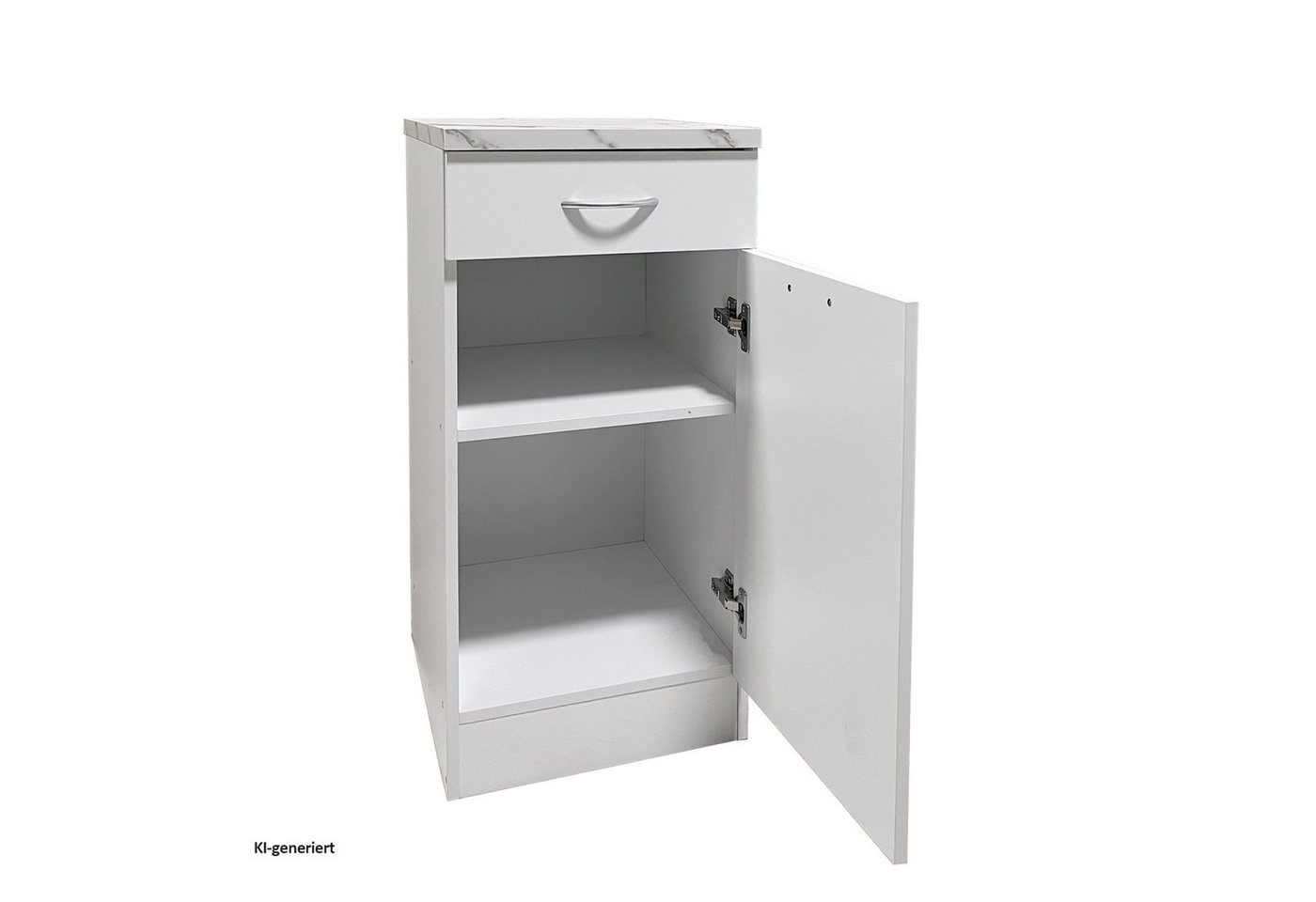 HTI-Living Unterschrank Küchenunterschrank Jenna Weiß 40 cm (1 Stück, 1-St., 1 Küchenunterschrank) Modular erweiterbar, modernes Design, Arbeitsplatte Marmoroptik