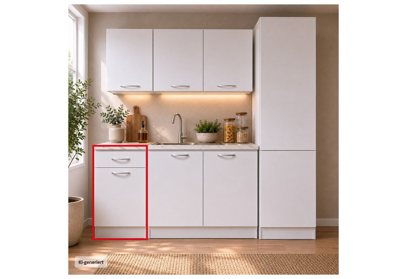 HTI-Living Unterschrank Küchenunterschrank Jenna Weiß 40 cm (1 Stück, 1-St., 1 Küchenunterschrank) Modular erweiterbar, modernes Design, Arbeitsplatte Marmoroptik Bild 3