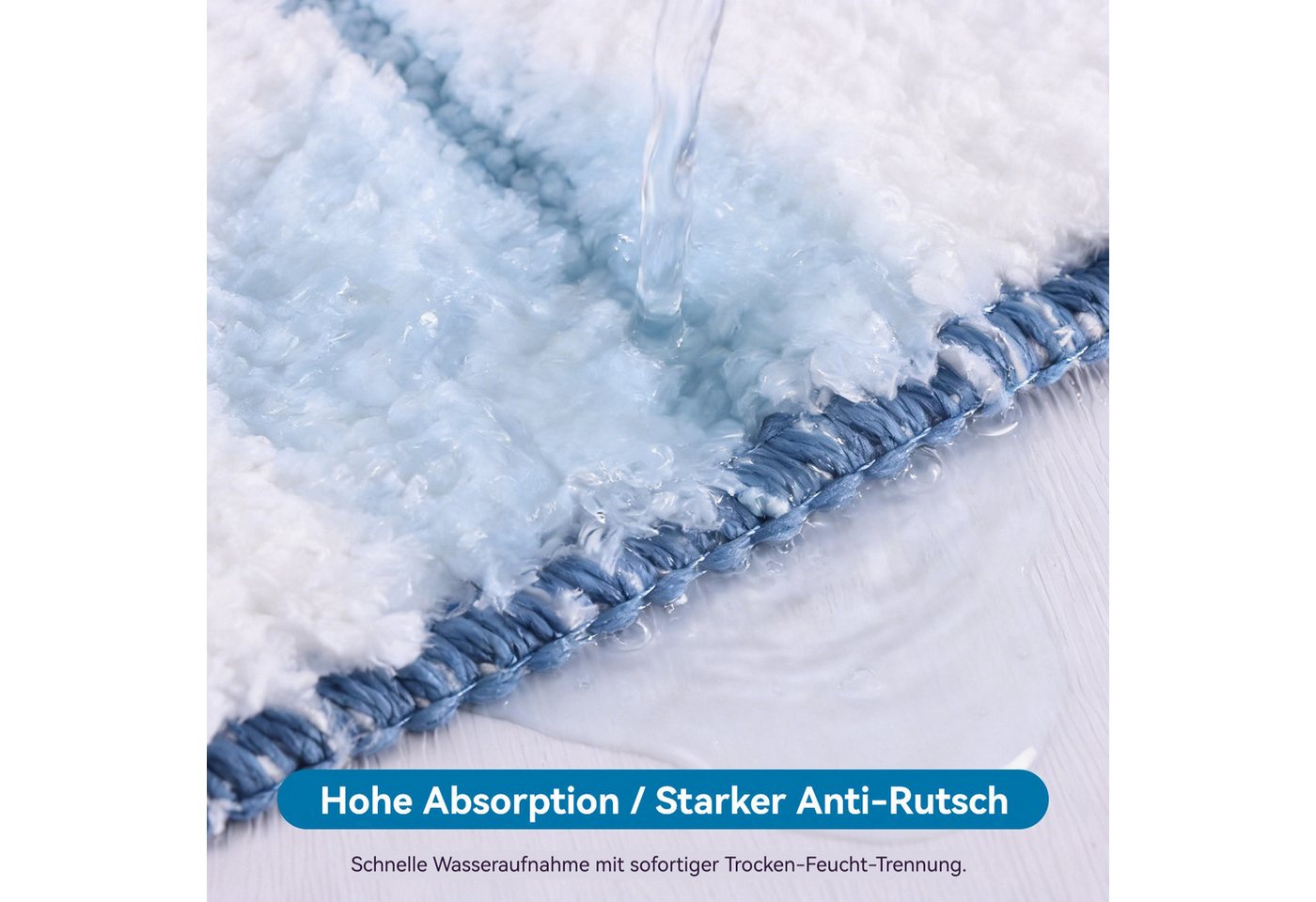 BlingBin Badematte Gestreifter Mikrofaser-Badezimmerteppich,50×80 cm, Rutschfeste Unterseite, Flauschig, Polyester, Rechteckig, Saugfähig, Schnell trocknend, TPR, Rutschfest,Waschbar