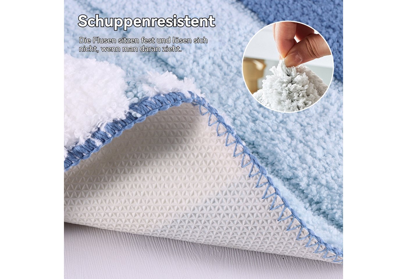 BlingBin Badematte Gestreifter Mikrofaser-Badezimmerteppich,50×80 cm, Rutschfeste Unterseite, Flauschig, Polyester, Rechteckig, Saugfähig, Schnell trocknend, TPR, Rutschfest,Waschbar Bild 2
