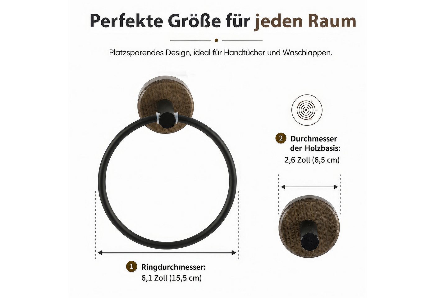 BlingBin Handtuchring Handtuchring ohne Bohren, Wand-Handtuchhalter mit Klebemontage, Wandmontage Bad & Küche Handtuchhalter mit Starkem Klebstoff