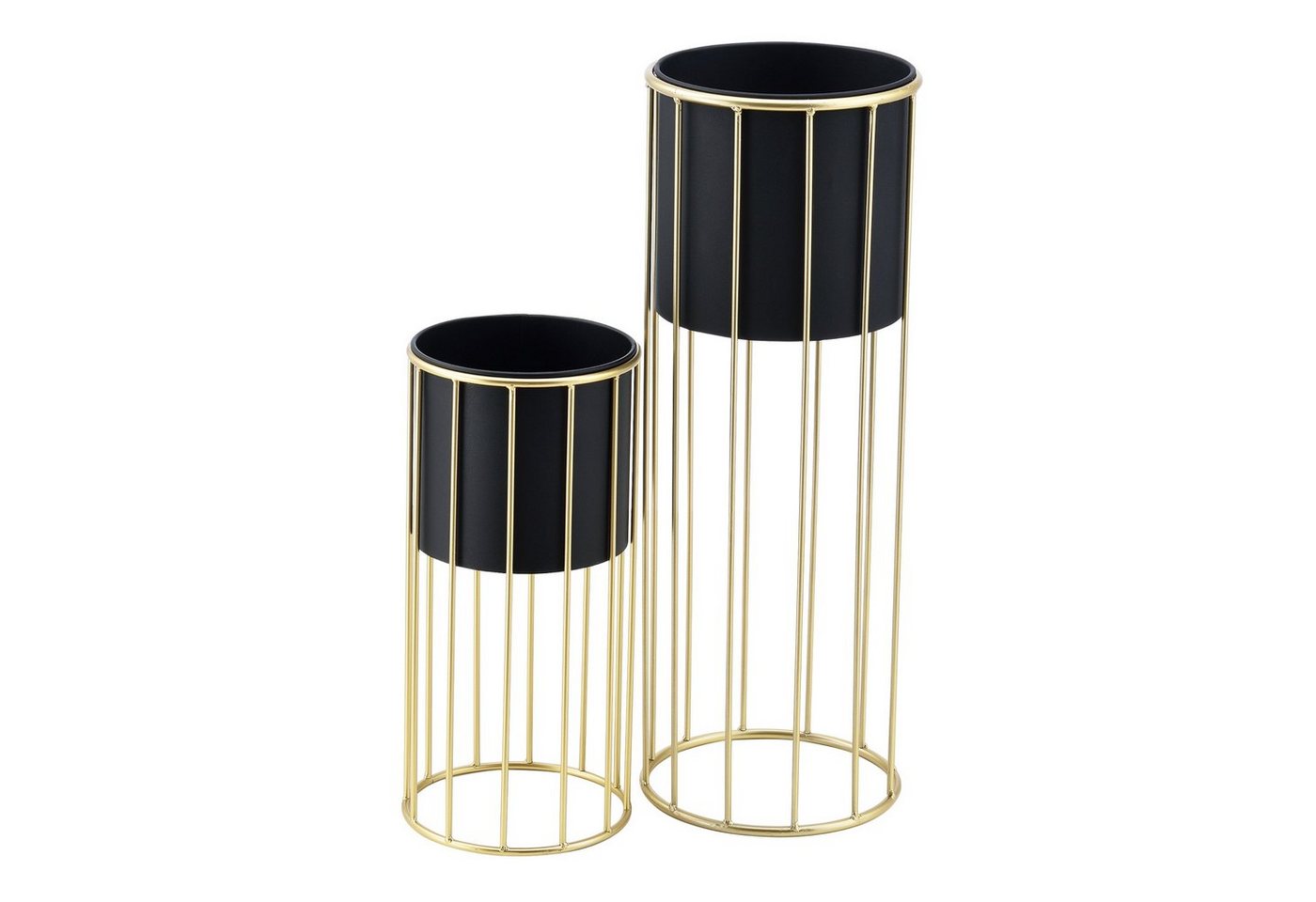 en.casa Blumenständer (Set, 2er), »Mortsel« Pflanzenständer 2er Set Metall Schwarz/Goldfarben Bild 4