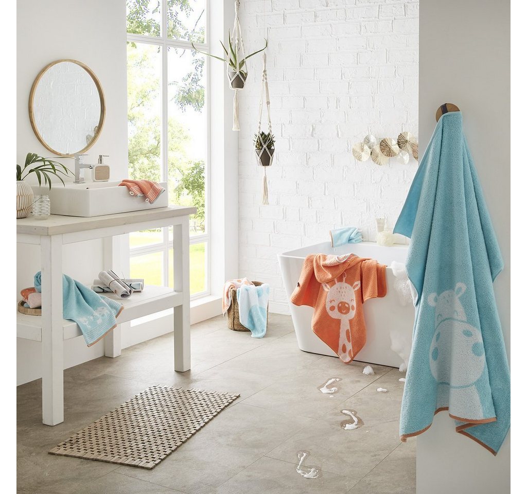 Dyckhoff Badetuch Dyckhoff Kinderbadetuch 'Bear' Mint - Blau 100 x 100 cm