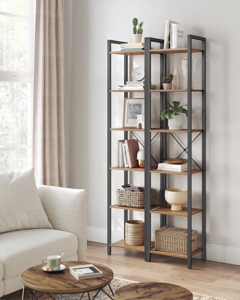 VASAGLE Bücherregal Standregal, Lagerregal, 6 Ebenen, Bücherregal, Stahlrahmen Bild 2
