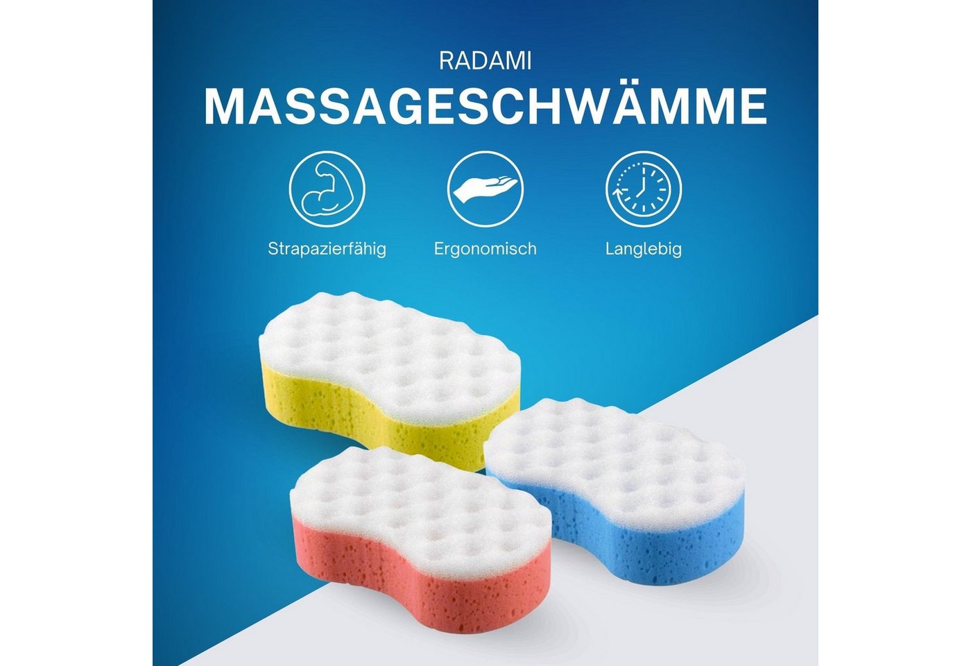 Radami Badorganizer 6 x Massageschwamm Duschschwamm Badeschwamm Peeling Schwamm Körperpeel Bild 3