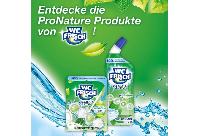 WC Frisch WC FRISCH Pro Nature Minze & Eukalyptus Duftstein 50g WC-Reiniger (Pro Nature Pack, [1-St. mit Anti-Kalk-Effekt für Extra Frische)
