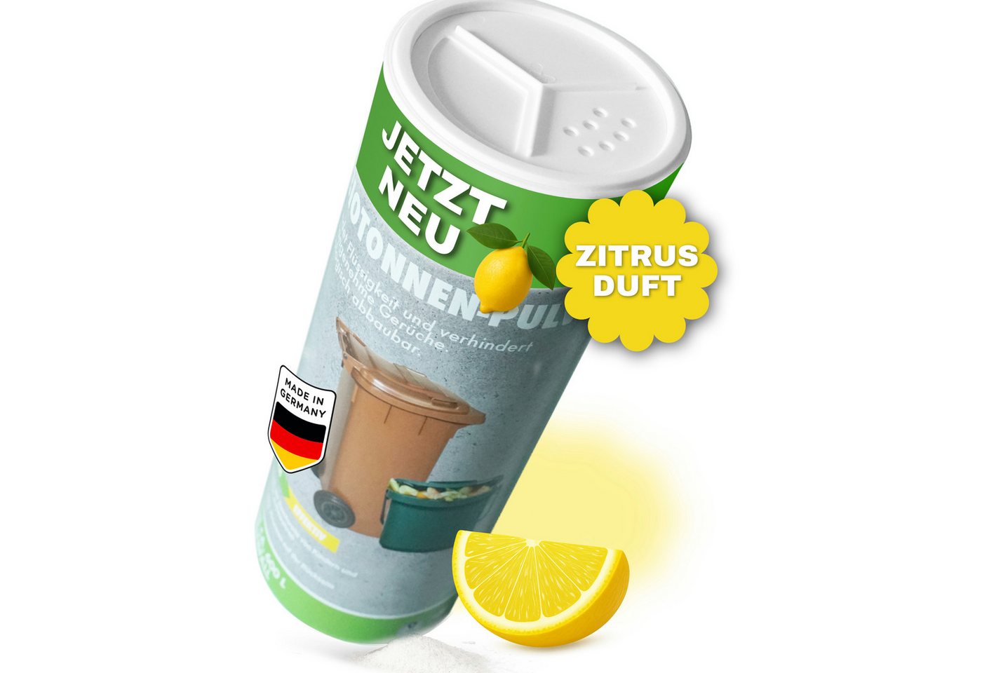 GERHOF Biotonnenpulver Biotonnen Pulver gegen Maden, Fliegen, Zitronenduft,500g Pulver, 1-St.