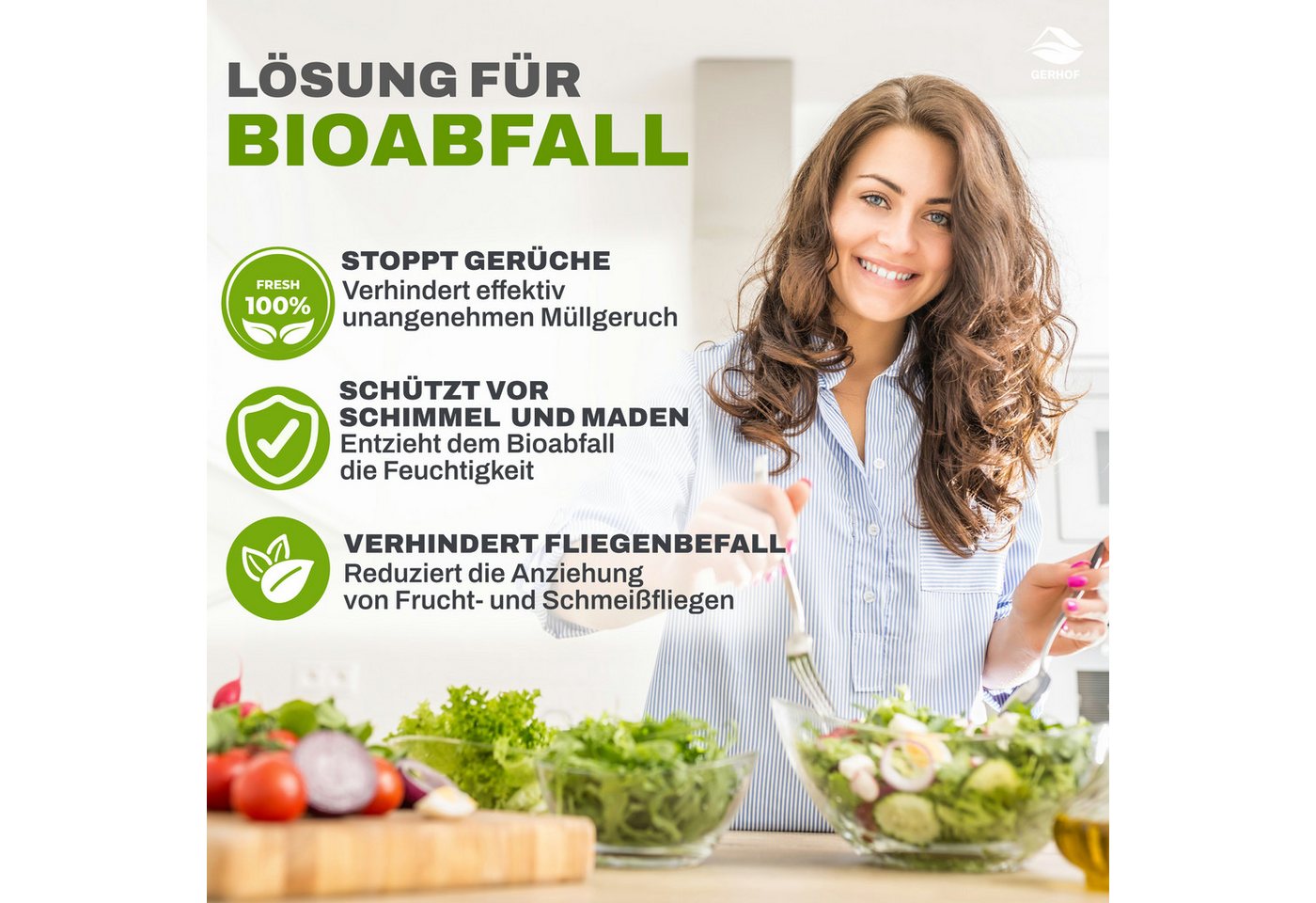 GERHOF Biotonnenpulver Biotonnen Pulver gegen Maden, Fliegen, Zitronenduft,500g Pulver, 1-St. Bild 5