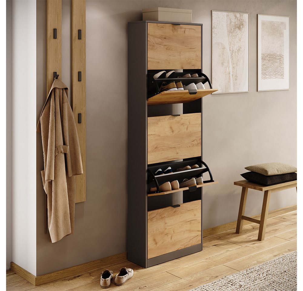 Vicco Schuhkipper Gizmo, Goldkraft Eiche/Anthrazit, 59 x 181.1 cm mit 5 Fächern (1 St)