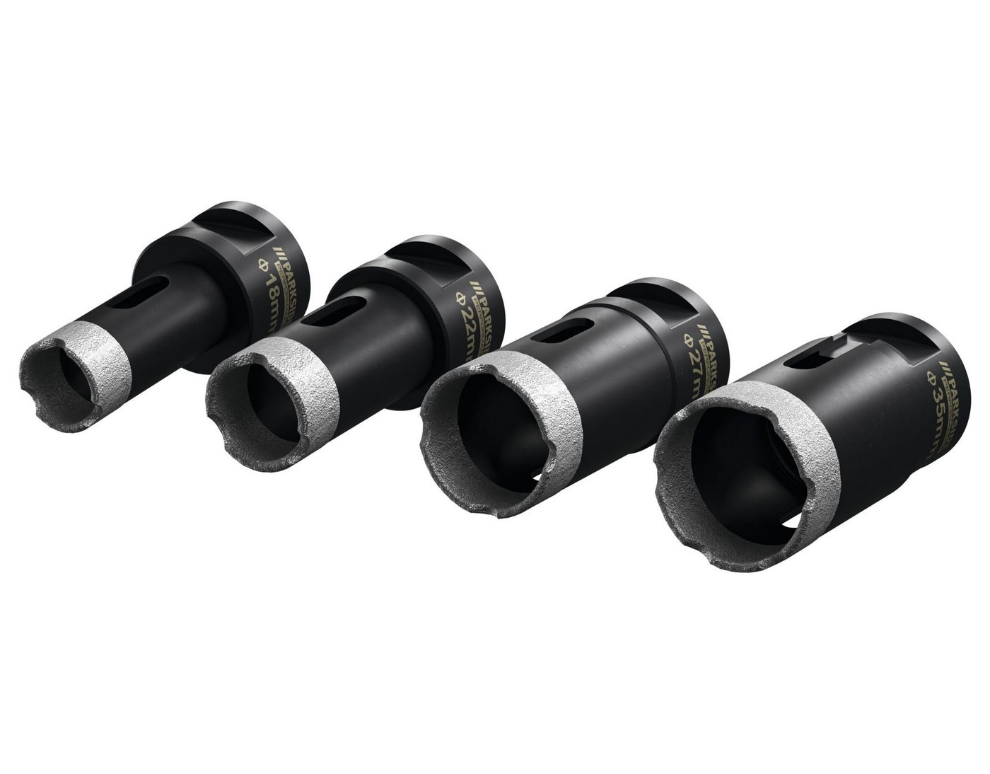 Parkside Bohrkrone PERFORMANCE Diamant-Bohrkronen PDBK 3 A1 Set 4-tlg M14 Fliesen, Ø 22 mm, Set, 4-teiliges Diamant-Bohrkronen-Set für Fliesen, M14 Aufnahme
