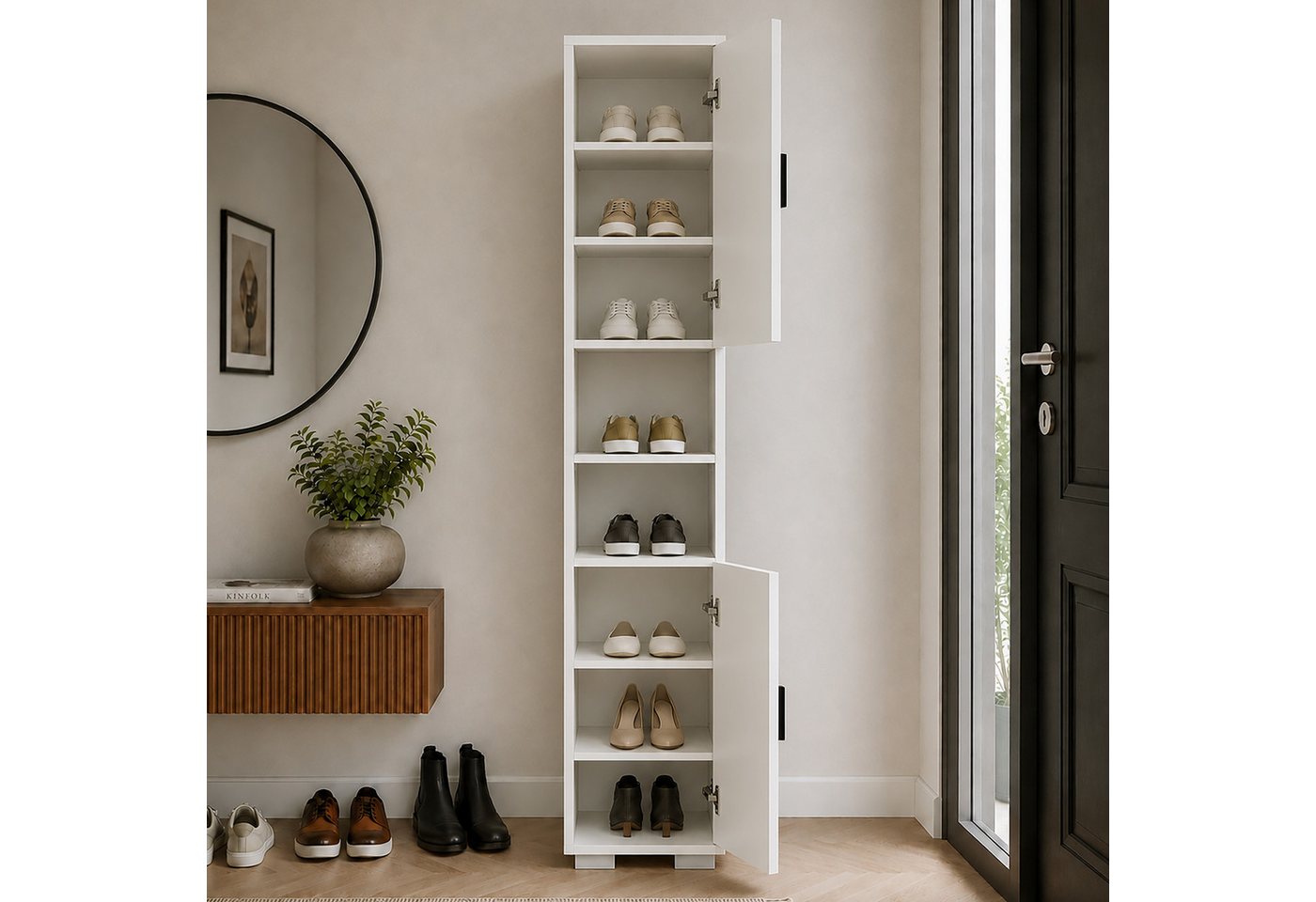 VCM Schuhschrank Schuhkommode Gados H. 178 x B. 30 x T. 33 cm