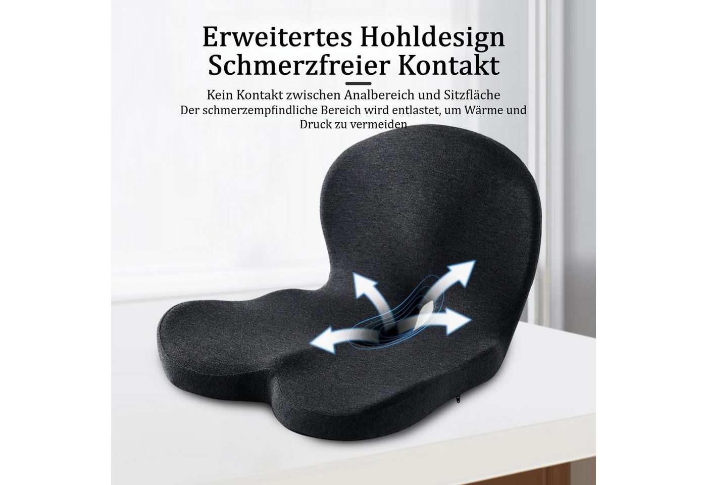 wohnTRAUM24 Sitzkissen Sitzkissen Memory Foam Sitzkissen für Büroangestellte Autofahrer, Schaum Lindert Rückenschmerzen Sitzring Steißbein Entlastung Bild 4