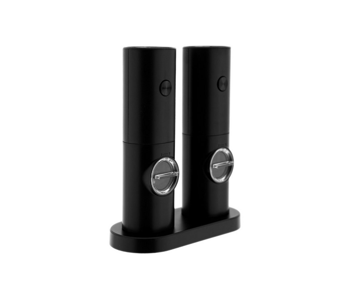 R2 Invest Gewürzmühle Elektrische Salz und Pfeffermühle 2er Set mit Standhalter Schwarz, (2 Stück) Bild 2