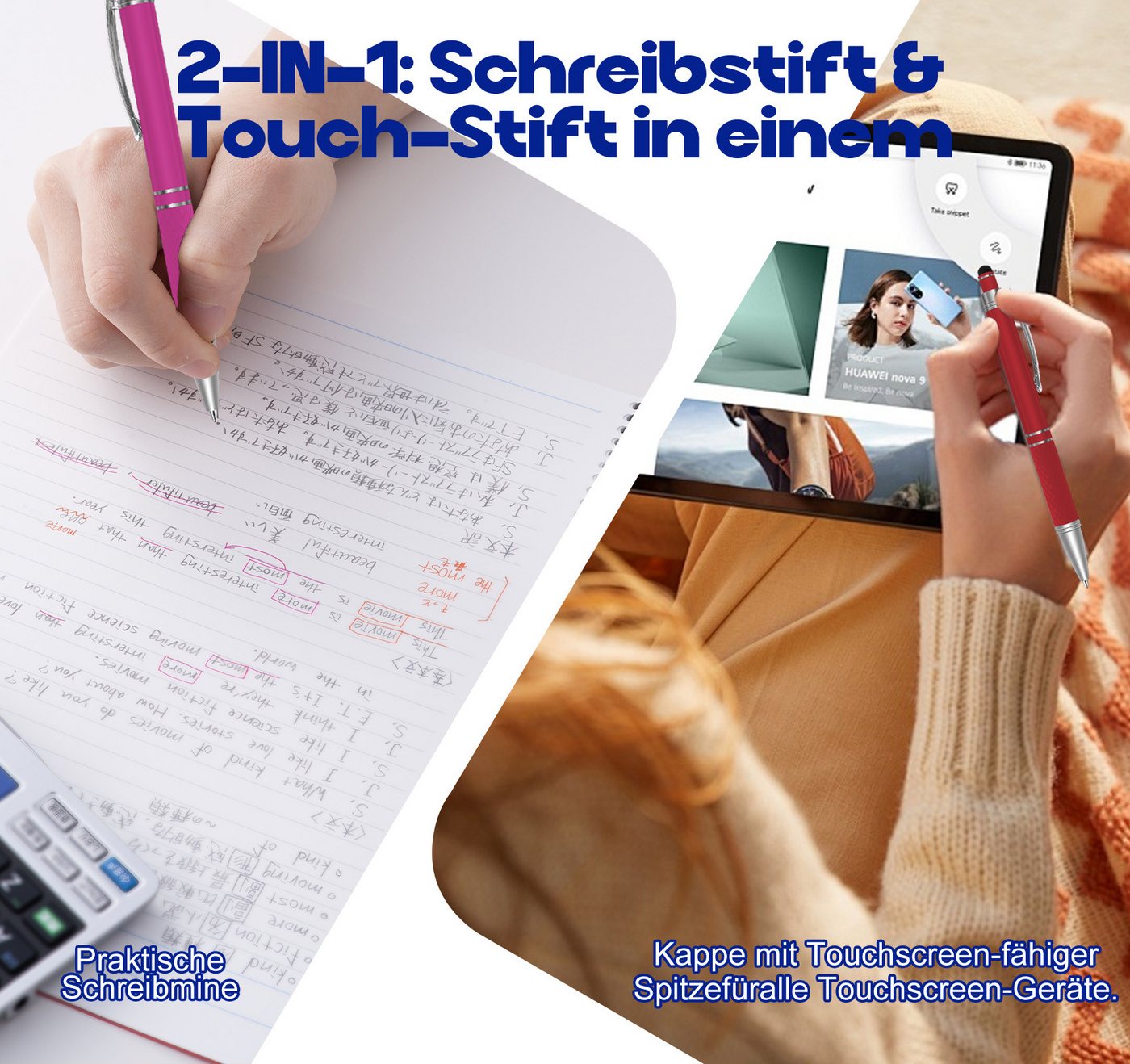 lindahandel Kugelschreiber 2-in-1 Kugelschreiber mit Touchscreen Stift, blaue Mine, (10-tlg), Kugelschreiber für Smartphone & Tablet, Büro & Schule Bild 5