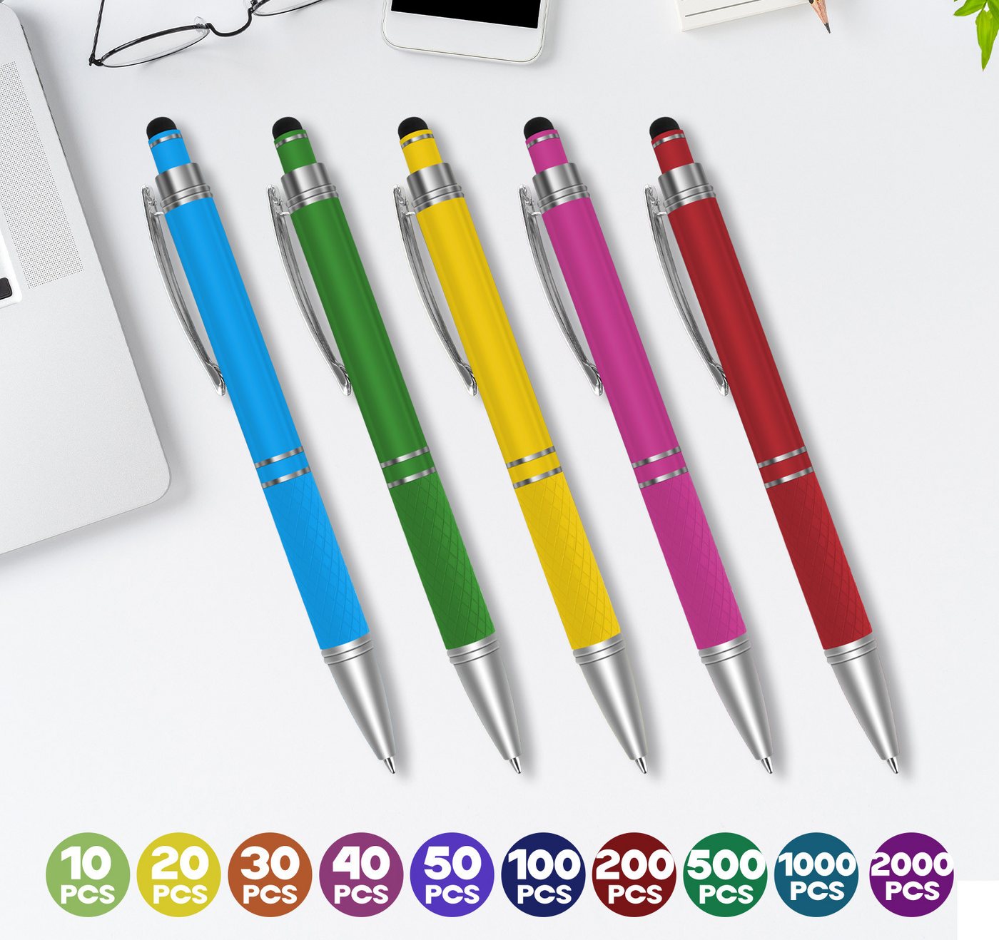 lindahandel Kugelschreiber 2-in-1 Kugelschreiber mit Touchscreen Stift, blaue Mine, (20-tlg), Kugelschreiber für Smartphone & Tablet, Büro & Schule