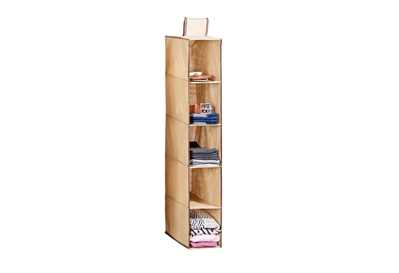 HAC24 Hängeregal Ordnungshelfer Kleiderschrank Organizer Schrankorganizer, 1-tlg., Braun mit 5 Fächern