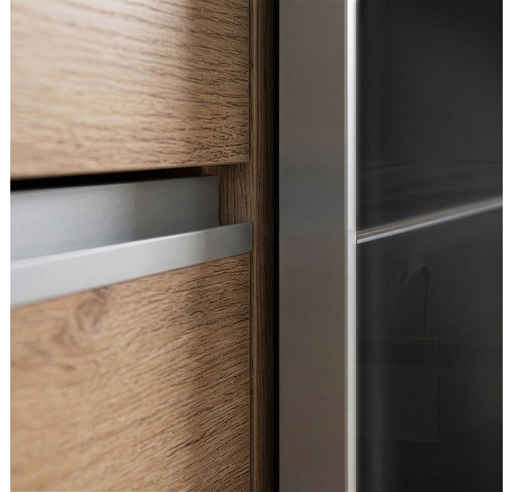 Lomadox Schwebetürenschrank VIESTE-43 Kleiderschrank, 270cm breit, mit Schubladen, graphit mit Eiche Bild 3