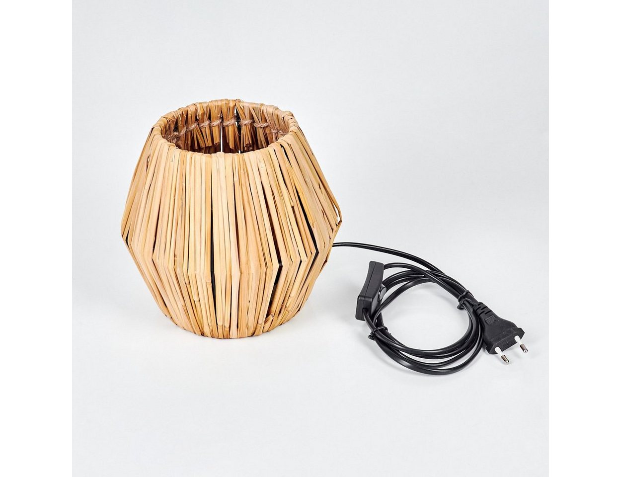 hofstein Tischleuchte moderne Boho Tischlampe aus Metall/Rattan in Schwarz/Natur, ohne Leuchtmittel, Nachttischlampe An-/Ausschalter, Lichteffekt, 1xE14, ohne Leuchtmittel