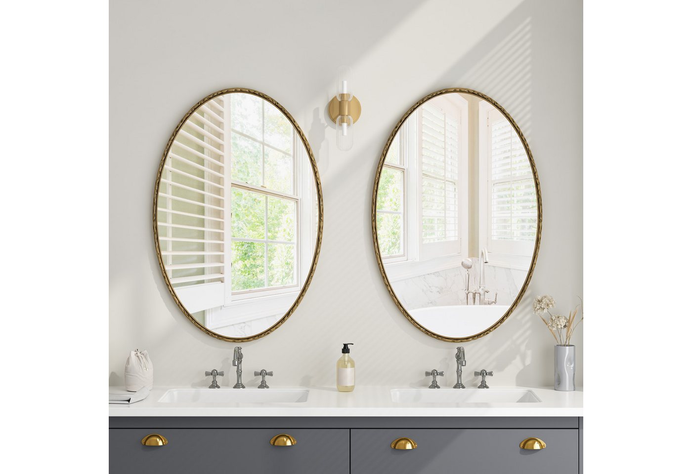 Celya Badspiegel Spiegel groß, Wandspiegel Modern, Badezimmer Spiegel (Spiegel für Wanddekoration, gold), Art Oval Retro-Spiegel Bild 5