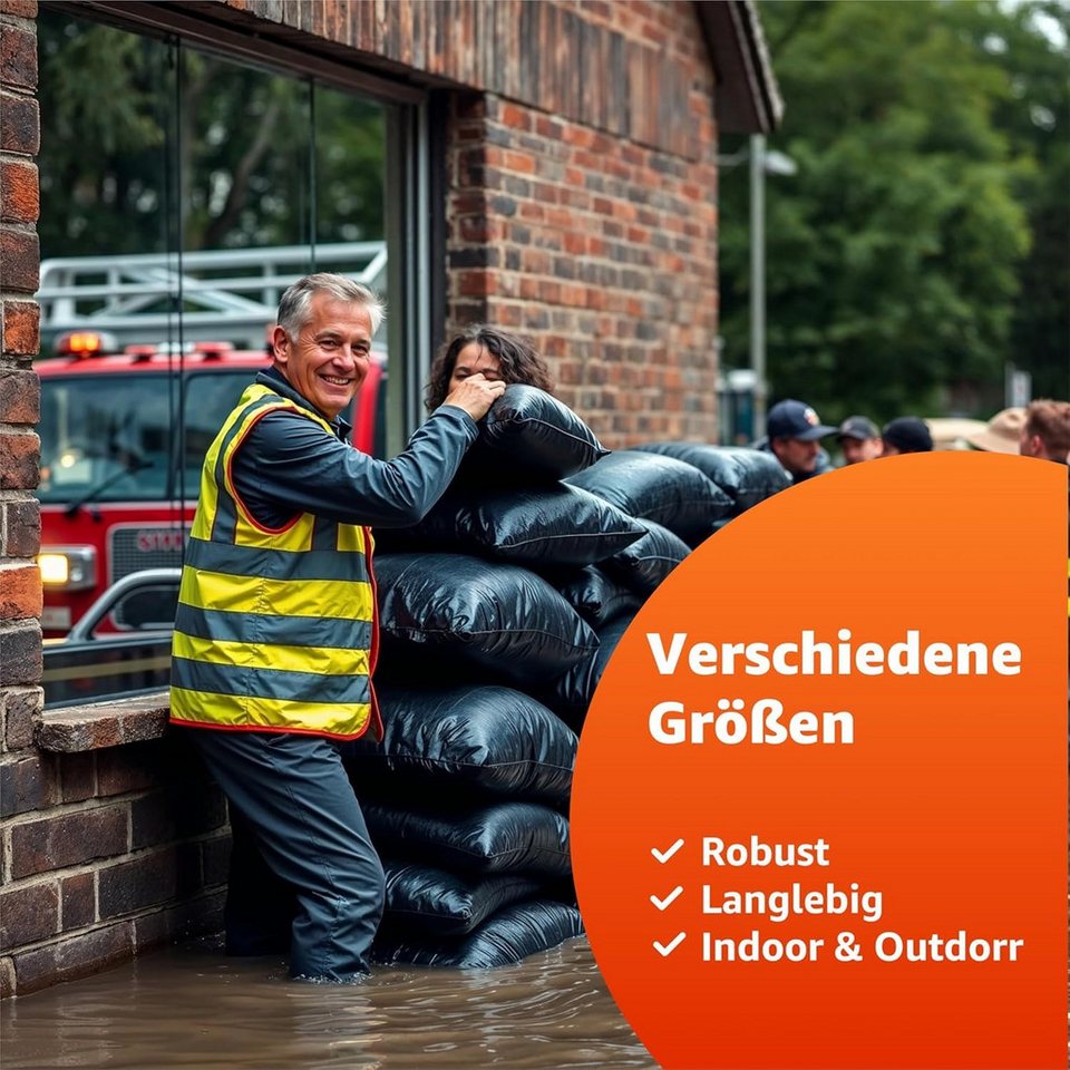 Praktikraft Sandsack 10x Sandsack 40x60 cm zum Wasserschutz bei Hochwasser, Hochwasserschutz