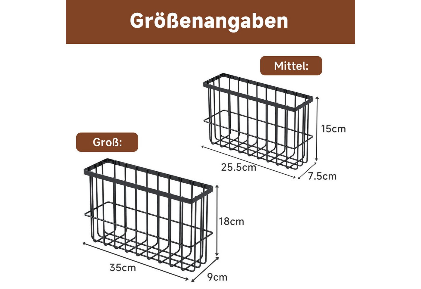 Refined Living Badregal 2 tlg Küchenschrank Organizer, Ablageregal, Gewürzregal Selbstklebend, mit Haken, Küchen- und Duschregal-Set Duschkorb Badregal Duschablage 2-tlg., Küchenregal Wandmontierte für Badezimmer/Kühlschrank (schwarz) Bild 5