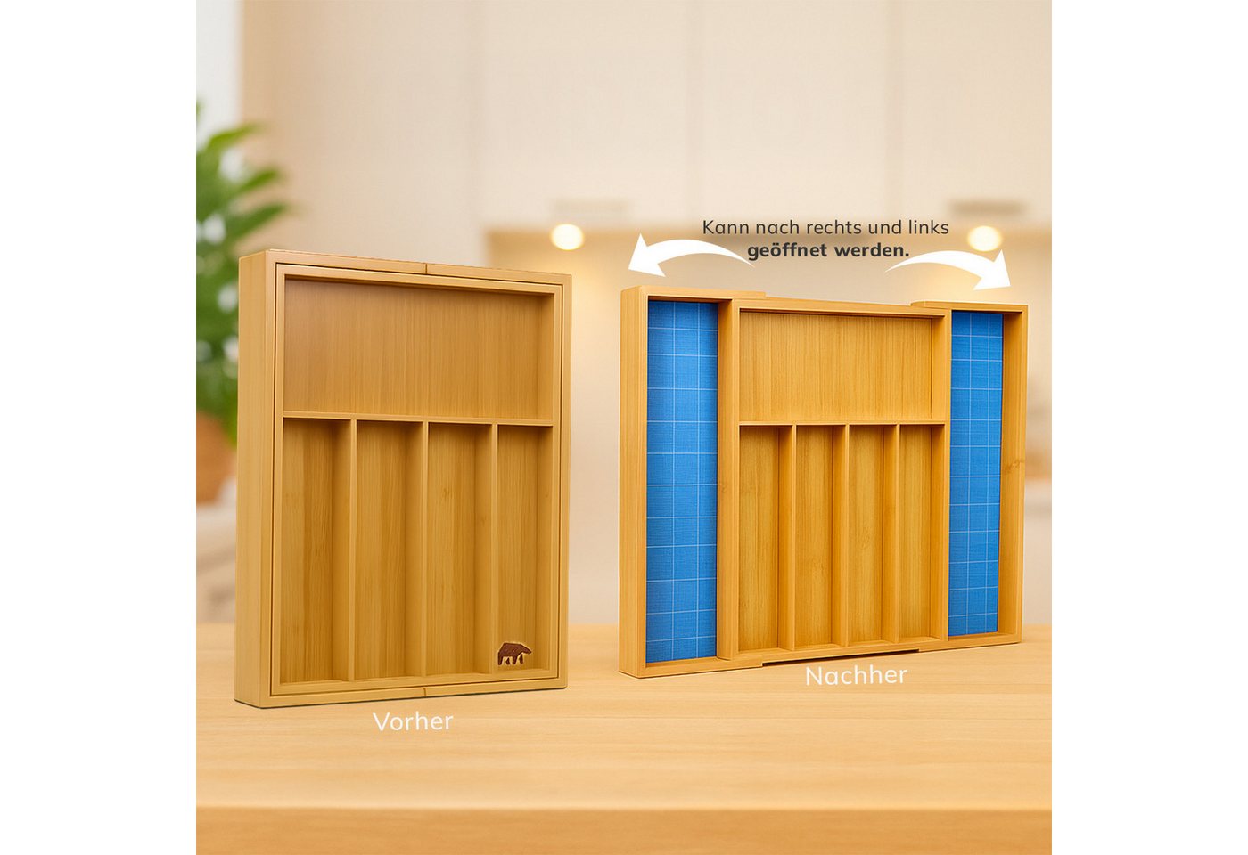 Roxlin Besteckkasten Bambus Besteckkasten Messerhalter Schubladen Organizer Küche