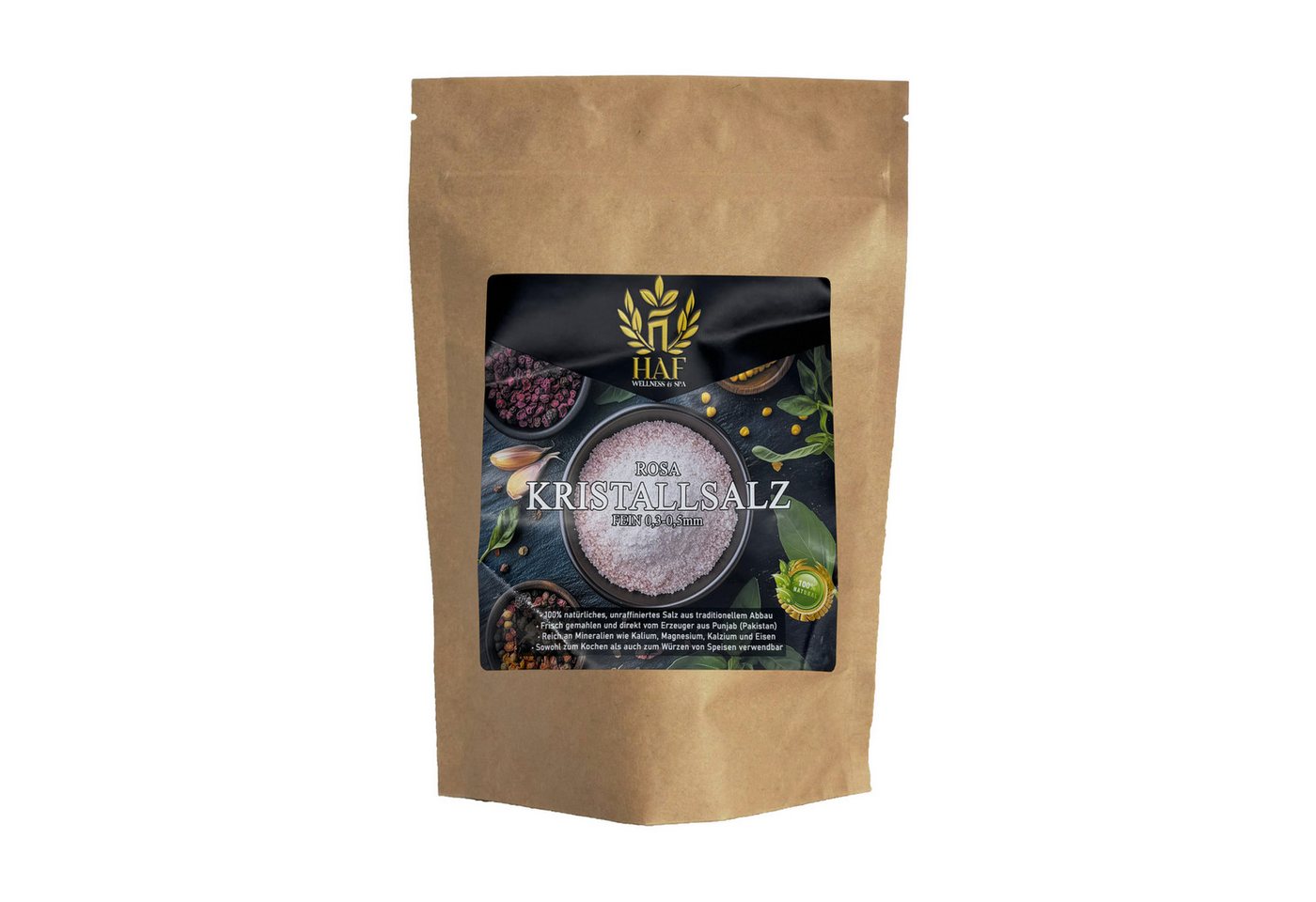 HAF Salzkristalle Rosa Kristallsalz 0,3–0,5mm 100% Natürliches Steinsalz Speisesalz, (Hervorragend zum Kochen und Würzen, 1000 St., Je nach Auswahl 500g-3000g), Bei richtiger Lagerung unbegrenzt haltbar Bild 3