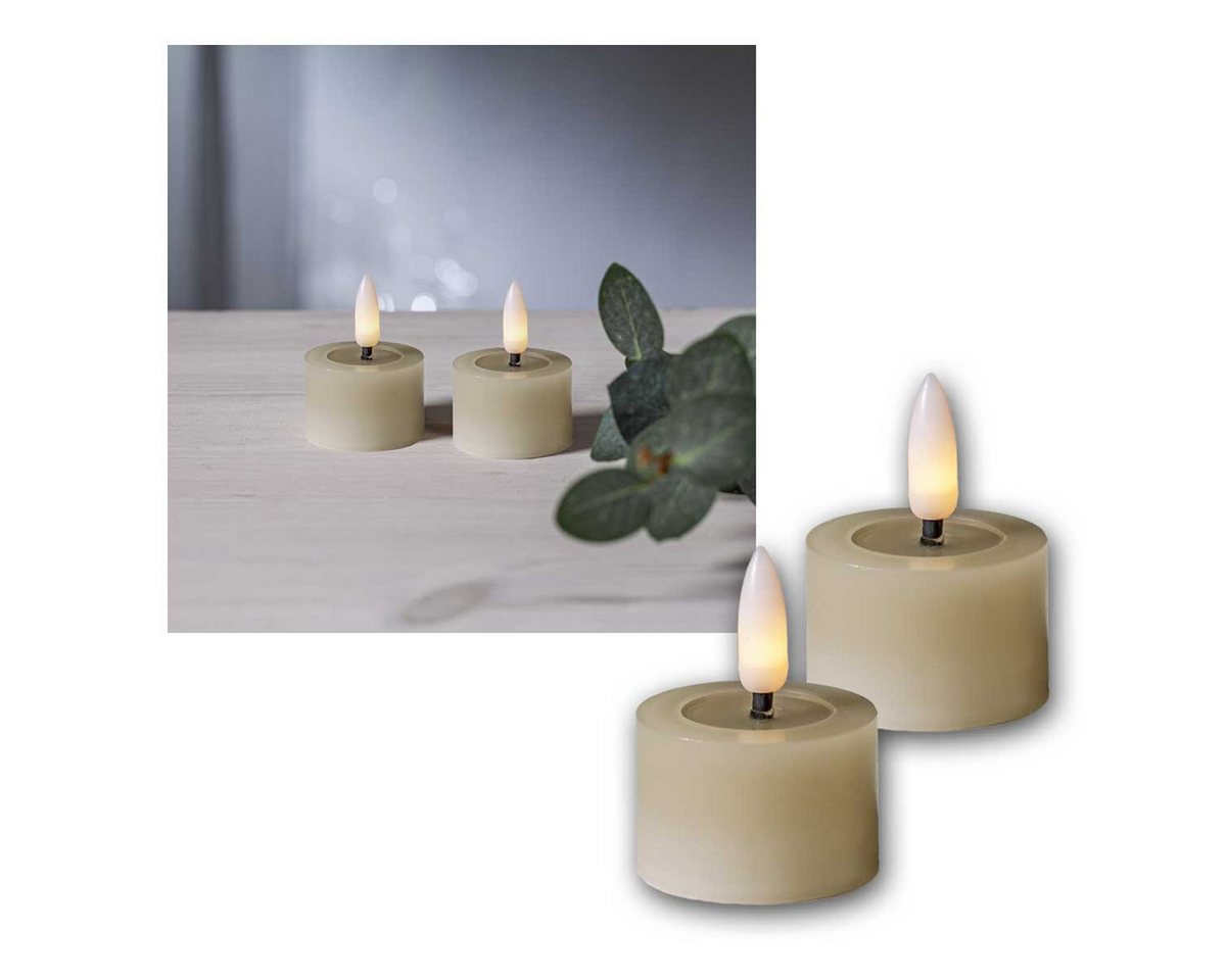 STAR TRADING LED-Kerze LED Teelicht FLAMME FLOW M beige Timer 2er Set Bild 2