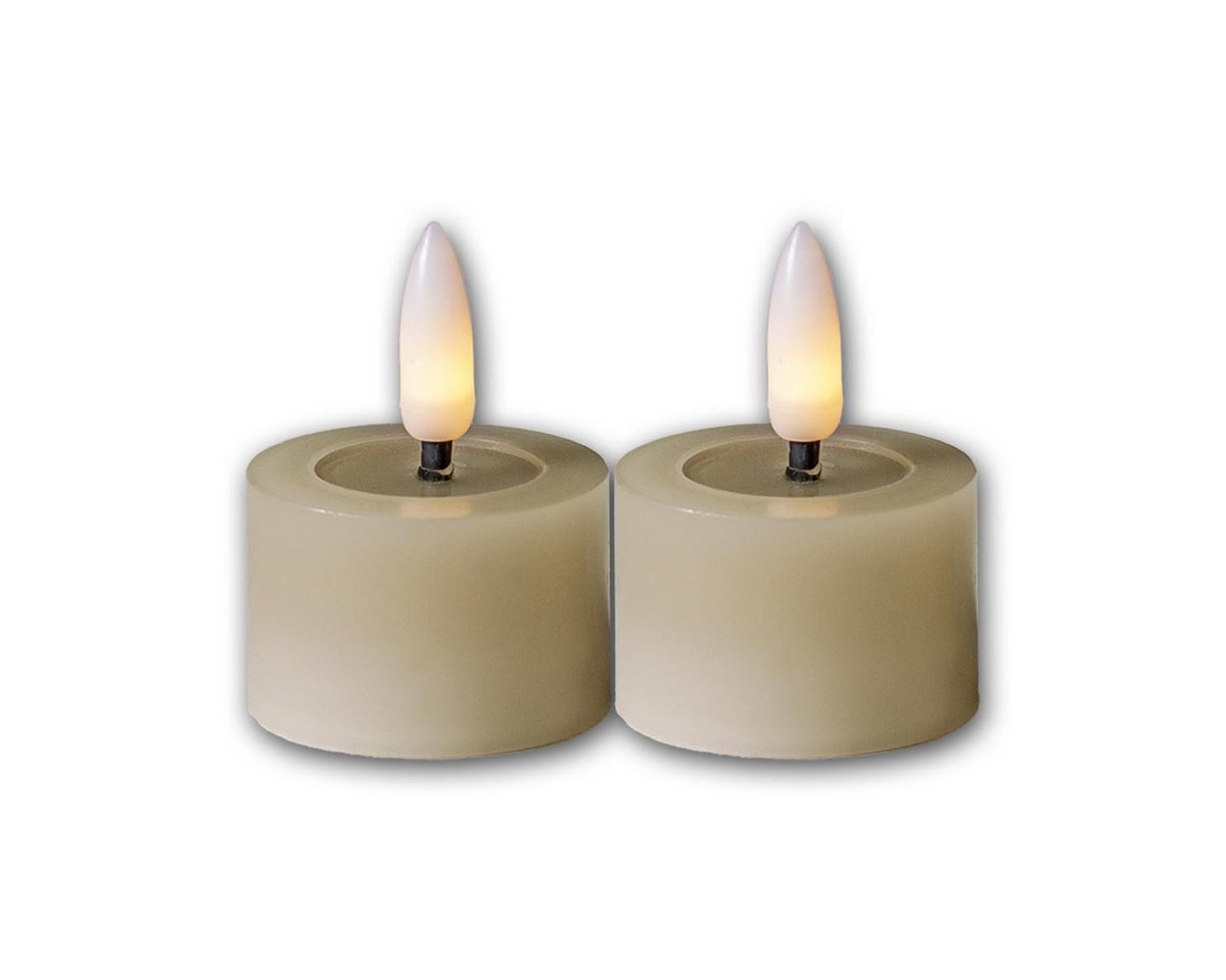 STAR TRADING LED-Kerze LED Teelicht FLAMME FLOW M beige Timer 2er Set Bild 3